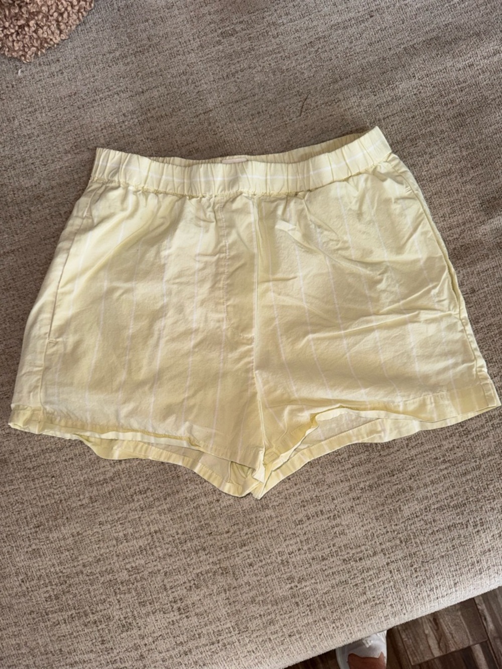 Wilfred Pale Yellow Pinstripe Elastic Waist Shorts